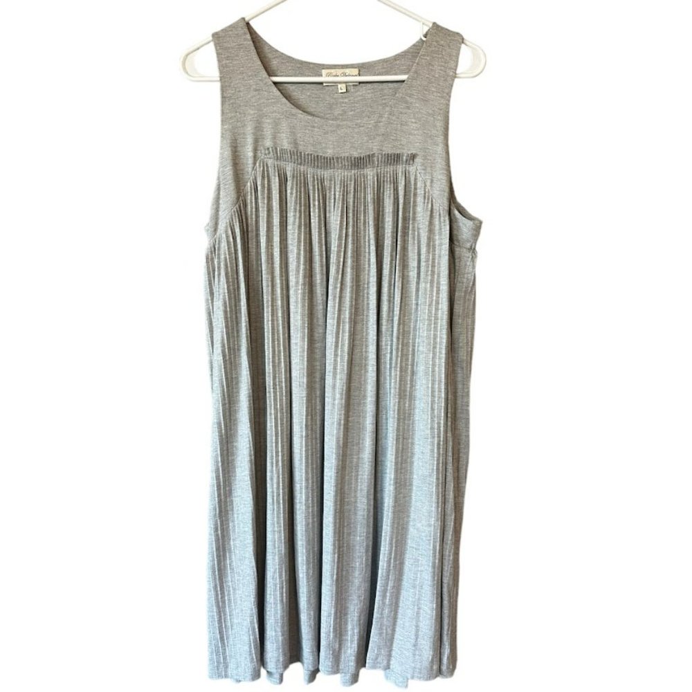 Anthropologie Rinku Dalamal Gray Pleated Front Swing Dress Womens L